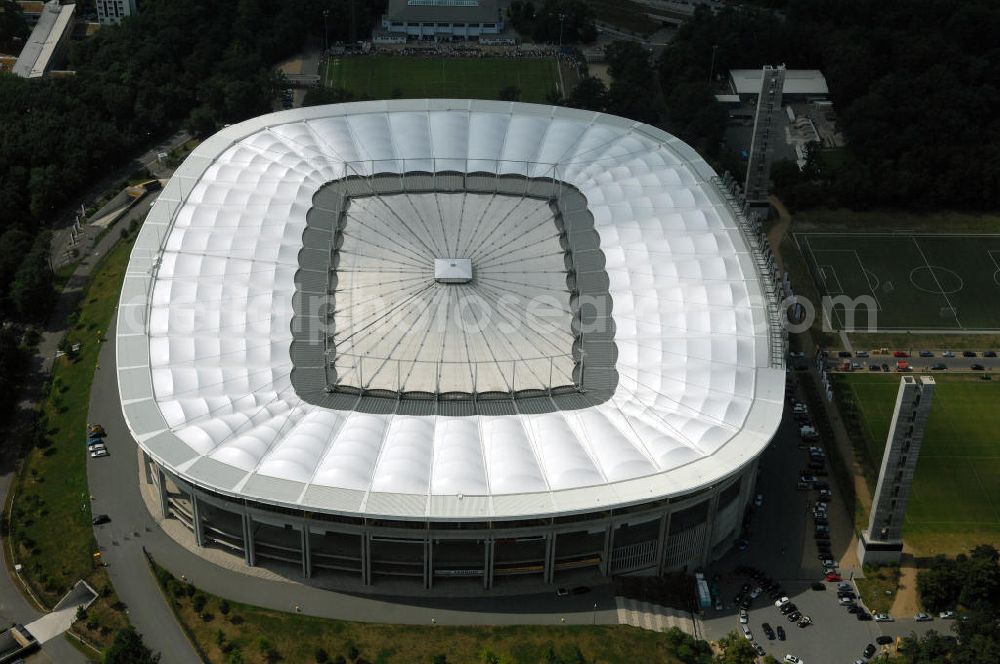 Aerial image Frankfurt am Main - Blick auf die Commerzbank Arena (ehem. Waldstadion) in Frankfurt. Das Stadion ist die Heimspielstätte des Fußball-Bundesligisten Eintracht Frankfurt. View of the Commerzbank Arena (formerly Waldstadion) in Frankfurt. The stadium is the home ground of the Bundesliga football team Eintracht Frankfurt.