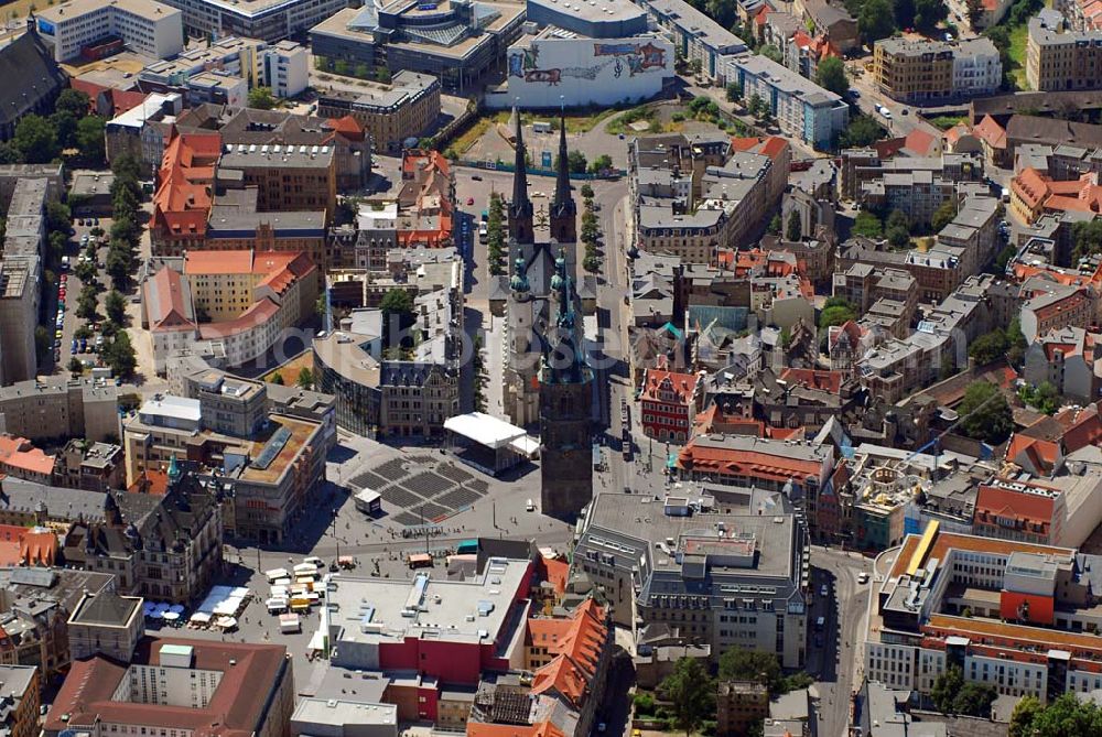 Halle/Saale from above - Blick auf die die Altstadt von Halle mit dem Roten Turm und der Marienkirche