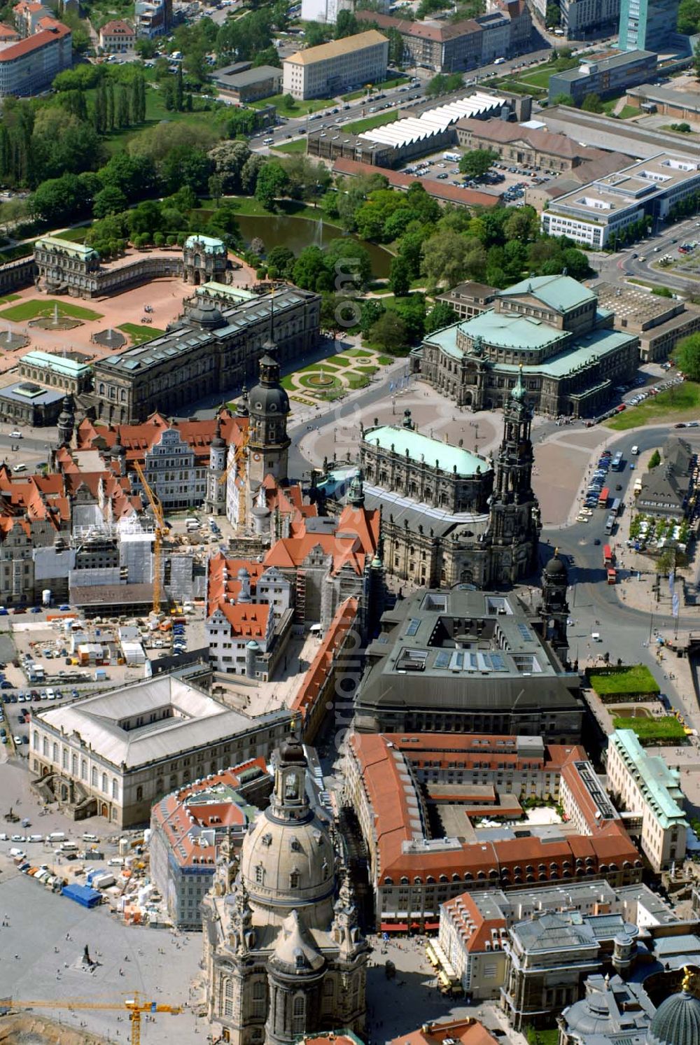 Aerial photograph Dresden - Blick auf die Dresdner Altstadt.