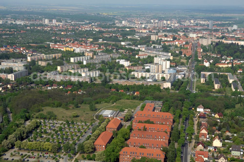 Aerial image FRANKFURT / ODER - Blick auf das ehemalige Kasernenareal an der Müllroser Chaussee 51 - 52 in 15236 Frankfurt / Oder. Hier sind der Landesbetrieb Straßenwesen Brandenburg / Niederlassung Ost (