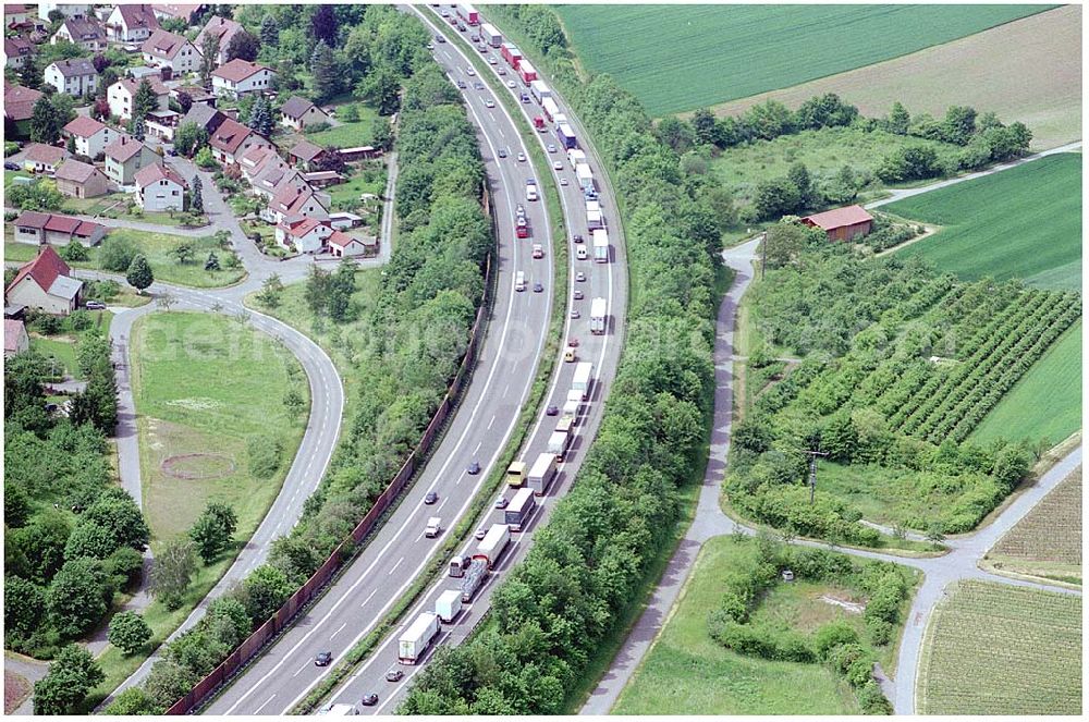 Aerial image Heilbronn - 27.05.04 Blick auf einen Verkehrsstau auf der Autobahn östlich von Heilbronn