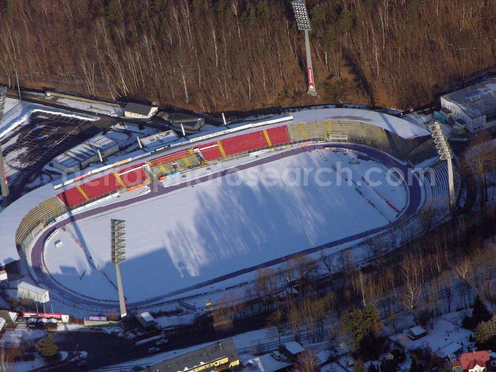 Aerial photograph Aue / Sachsen - 15.01.2006 - Aue : Blick auf das winterliche Erzgebirgstadion in Aue.