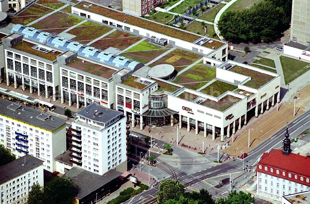 Aerial photograph Gera / Thüringen - Blick auf das Einkaufszentrum Gera Arcaden der mfi management für immobilien AG.