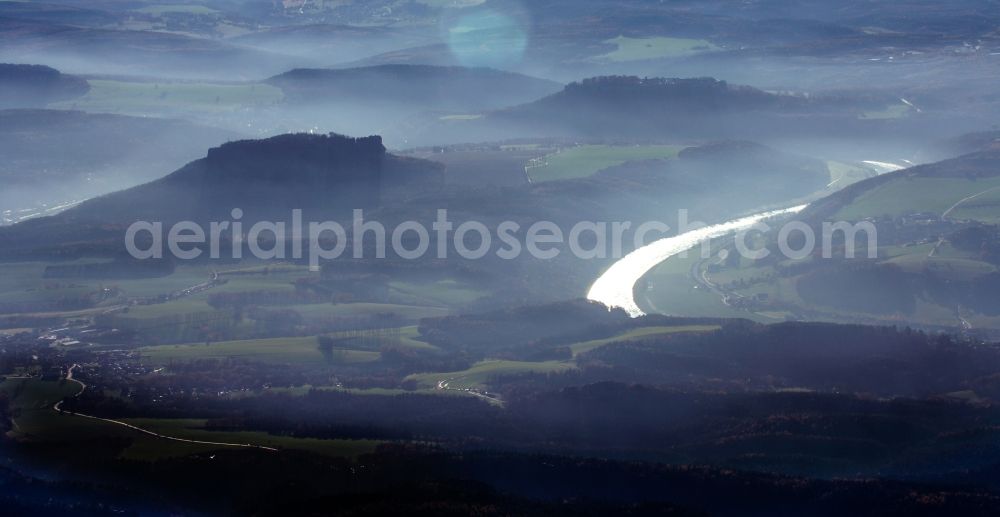 Rathen from the bird's eye view: Elbe valley in Saxon Switzerland in Rathen in Saxony