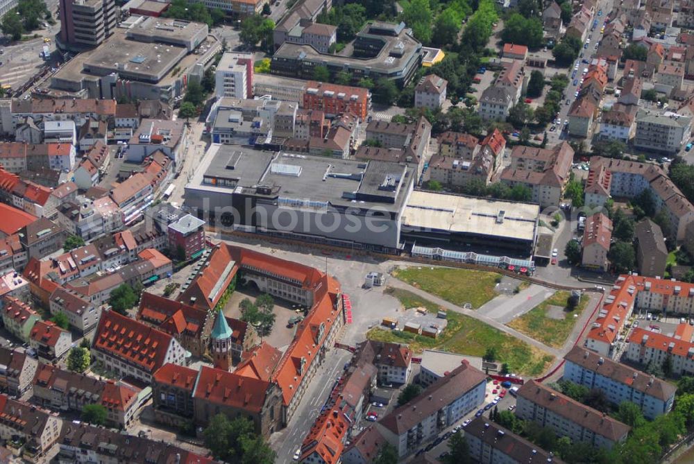 Aerial image Heilbronn - Blick auf die Erschließungsfläche für die neue Stadtgalerie Heilbronn. Der Bau am neuen Einkaufszentrum hat im März 2006 auf dem Lan derer-Areal in der Altstadt begonnen und soll 2007 beendet sein. Projektleitung: ECE Projektmanagement GmbH (Kontakt Pressestelle: ECE Projektmanagement G.m.b.H. & Co. KG, Öffentlichkeitsarbeit und Akquisition, Heegbarg 30, 22391 Hamburg, Telefon (040) 60 60 6-353, Telefax (040) 60 60 6-511, E-Mail: photo@ece.de, E-Mail: press@ece.de,