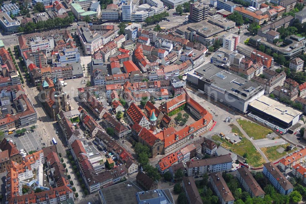 Heilbronn from above - Blick auf die Erschließungsfläche für die neue Stadtgalerie Heilbronn. Der Bau am neuen Einkaufszentrum hat im März 2006 auf dem Lan derer-Areal in der Altstadt begonnen und soll 2007 beendet sein. Projektleitung: ECE Projektmanagement GmbH (Kontakt Pressestelle: ECE Projektmanagement G.m.b.H. & Co. KG, Öffentlichkeitsarbeit und Akquisition, Heegbarg 30, 22391 Hamburg, Telefon (040) 60 60 6-353, Telefax (040) 60 60 6-511, E-Mail: photo@ece.de, E-Mail: press@ece.de,