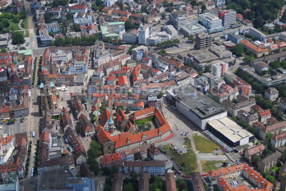 Aerial image Heilbronn - Blick auf die Erschließungsfläche für die neue Stadtgalerie Heilbronn. Der Bau am neuen Einkaufszentrum hat im März 2006 auf dem Lan derer-Areal in der Altstadt begonnen und soll 2007 beendet sein. Projektleitung: ECE Projektmanagement GmbH (Kontakt Pressestelle: ECE Projektmanagement G.m.b.H. & Co. KG, Öffentlichkeitsarbeit und Akquisition, Heegbarg 30, 22391 Hamburg, Telefon (040) 60 60 6-353, Telefax (040) 60 60 6-511, E-Mail: photo@ece.de, E-Mail: press@ece.de,