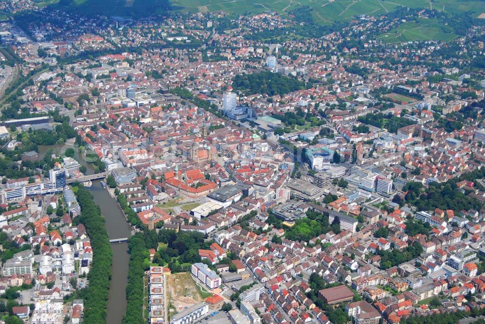 Aerial photograph Heilbronn - Blick auf die Erschließungsfläche für die neue Stadtgalerie Heilbronn. Der Bau am neuen Einkaufszentrum hat im März 2006 auf dem Lan derer-Areal in der Altstadt begonnen und soll 2007 beendet sein. Projektleitung: ECE Projektmanagement GmbH (Kontakt Pressestelle: ECE Projektmanagement G.m.b.H. & Co. KG, Öffentlichkeitsarbeit und Akquisition, Heegbarg 30, 22391 Hamburg, Telefon (040) 60 60 6-353, Telefax (040) 60 60 6-511, E-Mail: photo@ece.de, E-Mail: press@ece.de,