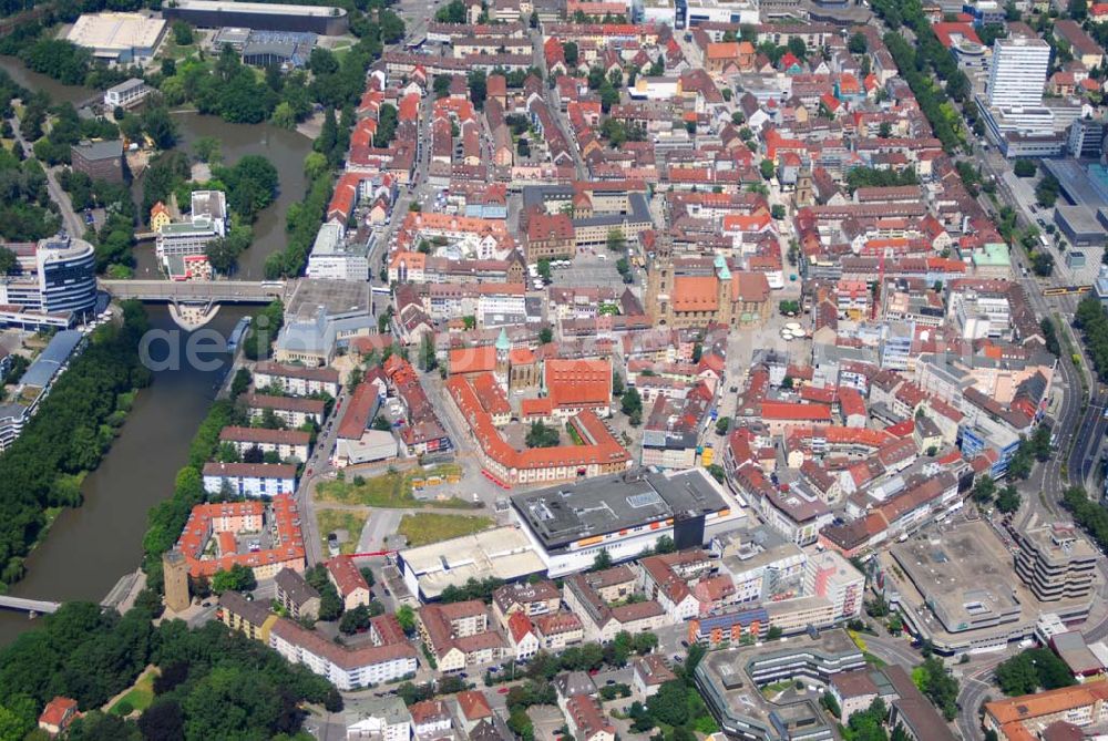 Aerial image Heilbronn - Blick auf die Erschließungsfläche für die neue Stadtgalerie Heilbronn. Der Bau am neuen Einkaufszentrum hat im März 2006 auf dem Lan derer-Areal in der Altstadt begonnen und soll 2007 beendet sein. Projektleitung: ECE Projektmanagement GmbH (Kontakt Pressestelle: ECE Projektmanagement G.m.b.H. & Co. KG, Öffentlichkeitsarbeit und Akquisition, Heegbarg 30, 22391 Hamburg, Telefon (040) 60 60 6-353, Telefax (040) 60 60 6-511, E-Mail: photo@ece.de, E-Mail: press@ece.de,