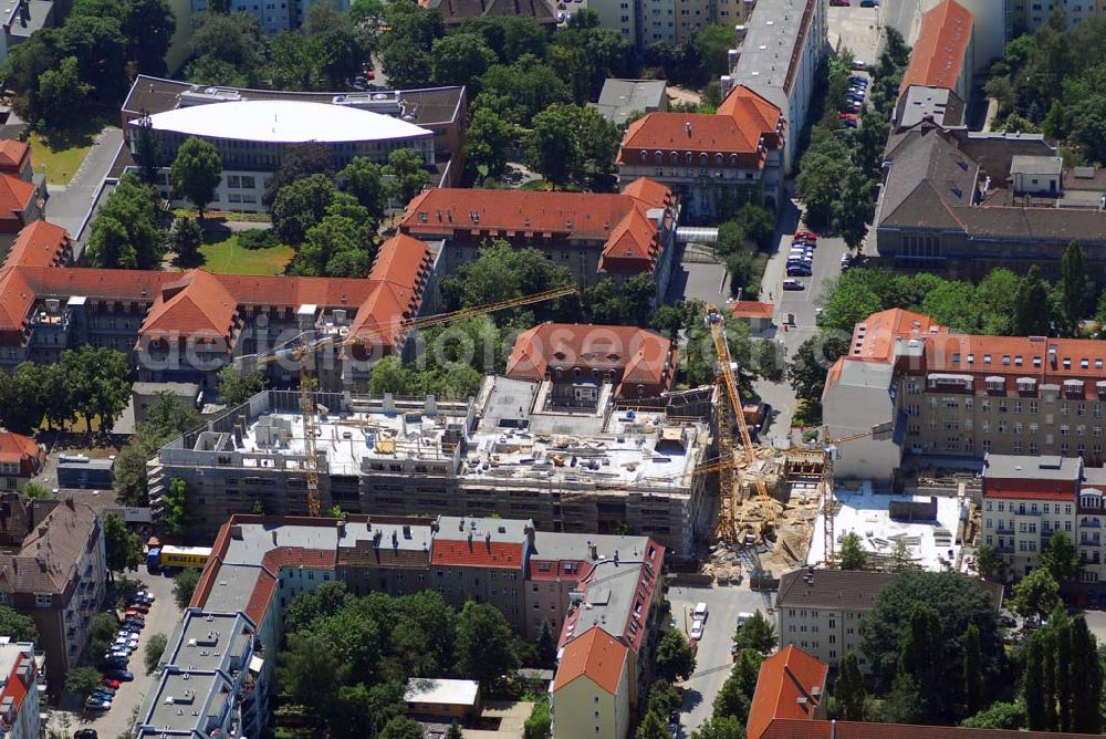 Berlin Lichtenberg from above - Blick auf den Erweiterungsbau am Krankenhaus Lichtenberg in der Fanningerstraße.