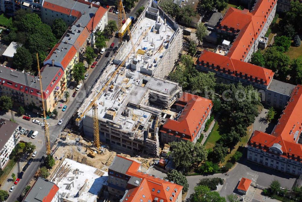 Berlin Lichtenberg from above - Blick auf den Erweiterungsbau am Krankenhaus Lichtenberg in der Fanningerstraße.