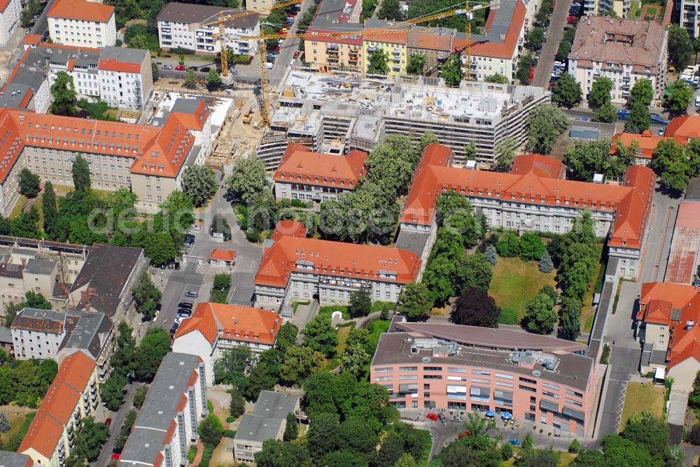 Berlin Lichtenberg from above - Blick auf den Erweiterungsbau am Krankenhaus Lichtenberg in der Fanningerstraße.