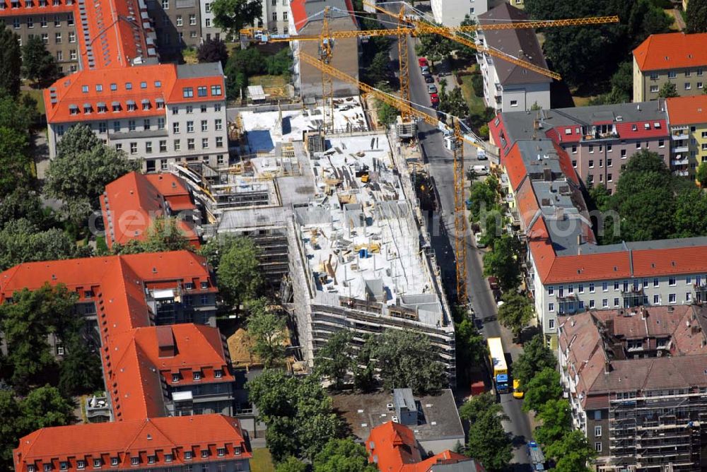 Aerial image Berlin Lichtenberg - Blick auf den Erweiterungsbau am Krankenhaus Lichtenberg in der Fanningerstraße.