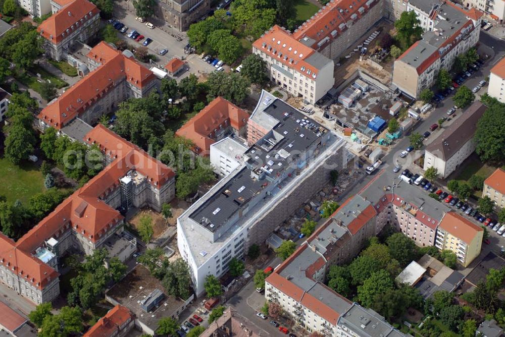 Aerial image Berlin - Blick auf den Erweiterungsbau am Krankenhaus Lichtenberg in der Fanningerstraße.