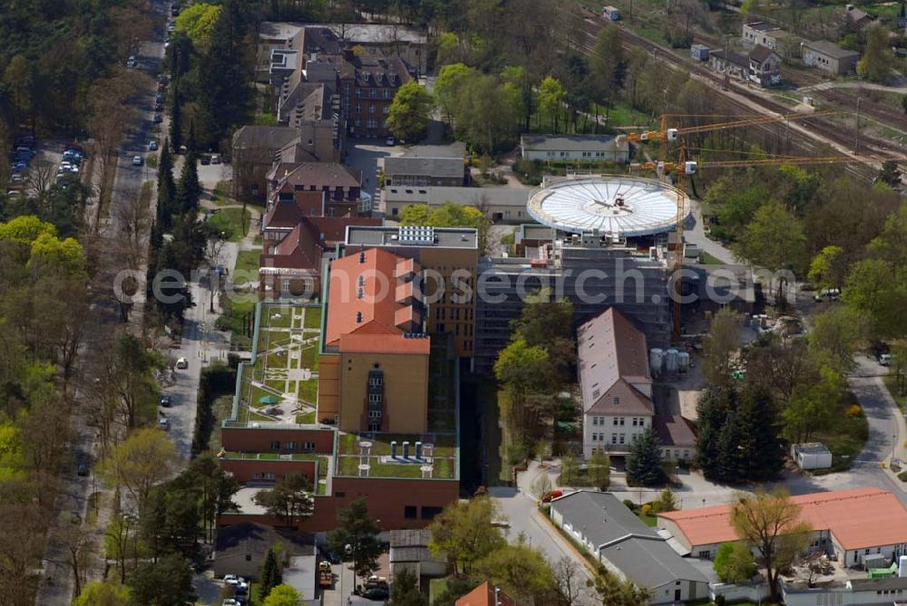 Aerial image Eberswalde - Blick auf die Erweiterungsbaustelle des Klinikum Barnim GmbH, Werner Forßmann Krankenhaus,Rudolf-Breitscheid-Straße 100,16225 Eberswalde Tel.: (033 34) 69-22 05, Fax: (033 34) 231 21, E-Mail: gf@klinikum-barnim.de