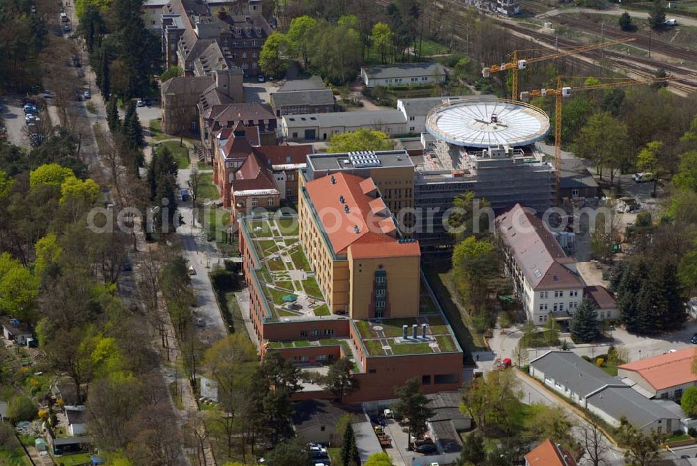 Eberswalde from above - Blick auf die Erweiterungsbaustelle des Klinikum Barnim GmbH, Werner Forßmann Krankenhaus,Rudolf-Breitscheid-Straße 100,16225 Eberswalde Tel.: (033 34) 69-22 05, Fax: (033 34) 231 21, E-Mail: gf@klinikum-barnim.de