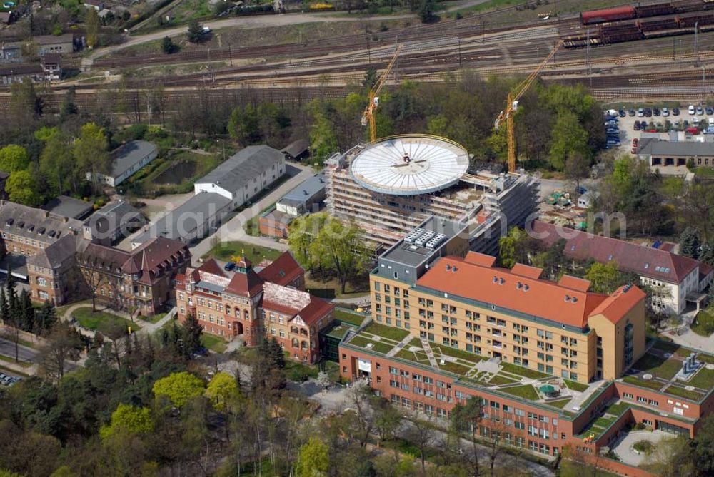 Eberswalde from above - Blick auf die Erweiterungsbaustelle des Klinikum Barnim GmbH, Werner Forßmann Krankenhaus,Rudolf-Breitscheid-Straße 100,16225 Eberswalde Tel.: (033 34) 69-22 05, Fax: (033 34) 231 21, E-Mail: gf@klinikum-barnim.de