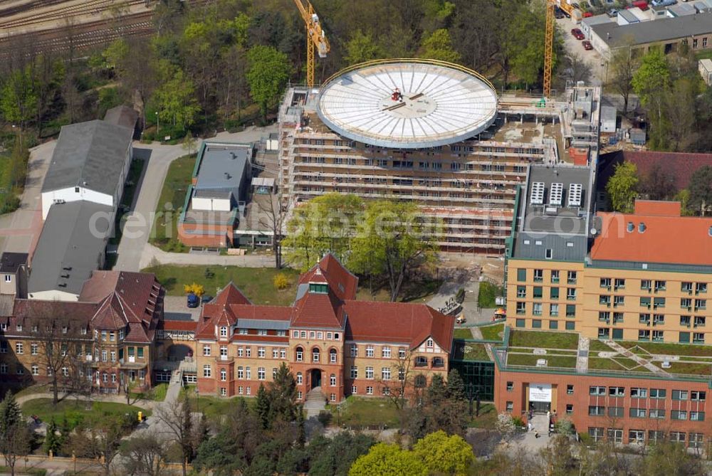 Aerial image Eberswalde - Blick auf die Erweiterungsbaustelle des Klinikum Barnim GmbH, Werner Forßmann Krankenhaus,Rudolf-Breitscheid-Straße 100,16225 Eberswalde Tel.: (033 34) 69-22 05, Fax: (033 34) 231 21, E-Mail: gf@klinikum-barnim.de