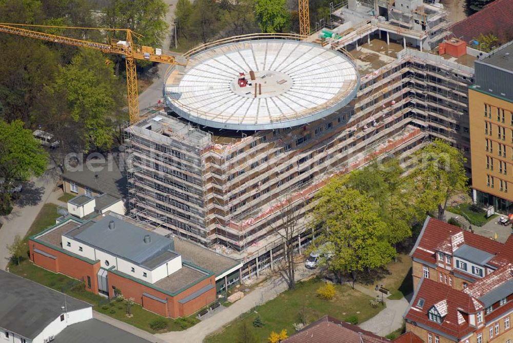 Aerial image Eberswalde - Blick auf die Erweiterungsbaustelle des Klinikum Barnim GmbH, Werner Forßmann Krankenhaus,Rudolf-Breitscheid-Straße 100,16225 Eberswalde Tel.: (033 34) 69-22 05, Fax: (033 34) 231 21, E-Mail: gf@klinikum-barnim.de