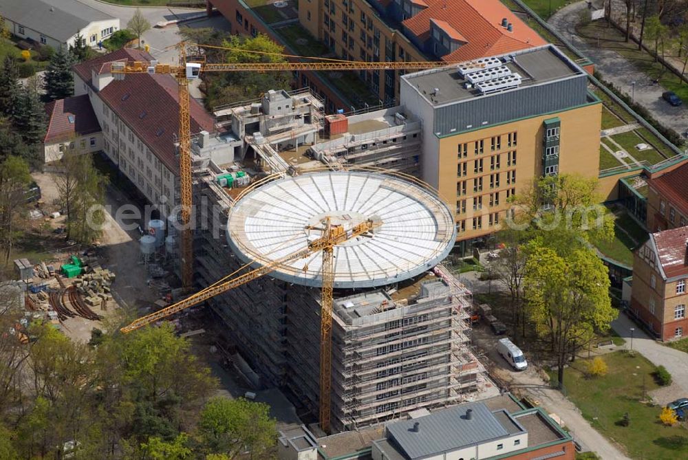 Eberswalde from above - Blick auf die Erweiterungsbaustelle des Klinikum Barnim GmbH, Werner Forßmann Krankenhaus,Rudolf-Breitscheid-Straße 100,16225 Eberswalde Tel.: (033 34) 69-22 05, Fax: (033 34) 231 21, E-Mail: gf@klinikum-barnim.de