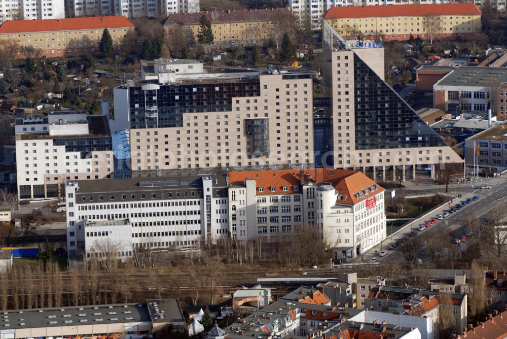 Aerial photograph Berlin - Blick auf das Estrel Hotel Berlin. (Estrel Berlin, Sonnenallee 225, 12057 Berlin, Tel.: 030/6831-22522,