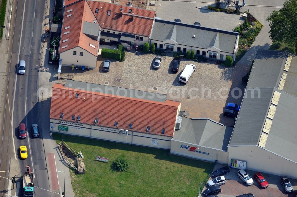 Berlin from the bird's eye view: View of the shop Pevel for pump systems in Mahlsdorf in Berlin. The GmbH is located at Hultschiner Damm