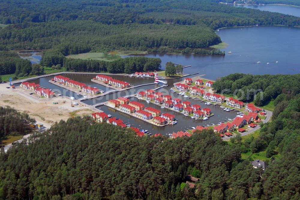 Aerial photograph Rheinsberg - Blick auf das fast fertige Hafendorf Rheinsberg - Projektgesellschaft Hafendorf Rheinsberg GmbH,Lenaustr. 27,D-12305 Berlin,Telefon: +49 33931/34 161,Telefax: +49 33931/34 163,Email: info@hafendorf-rheinsberg.de,Achim Walder: