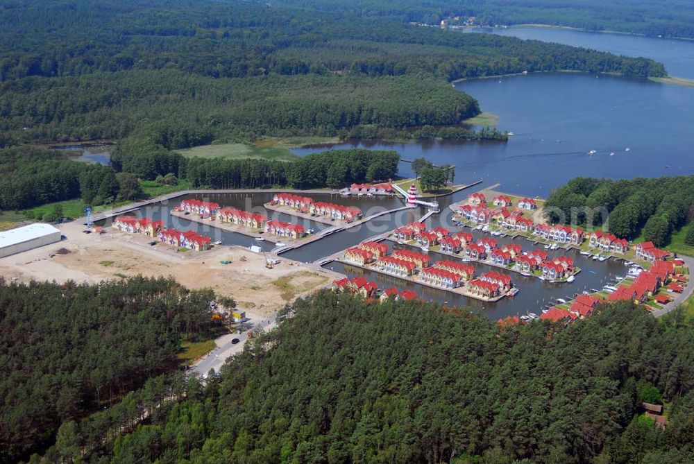 Aerial image Rheinsberg - Blick auf das fast fertige Hafendorf Rheinsberg - Projektgesellschaft Hafendorf Rheinsberg GmbH,Lenaustr. 27,D-12305 Berlin,Telefon: +49 33931/34 161,Telefax: +49 33931/34 163,Email: info@hafendorf-rheinsberg.de,Achim Walder: