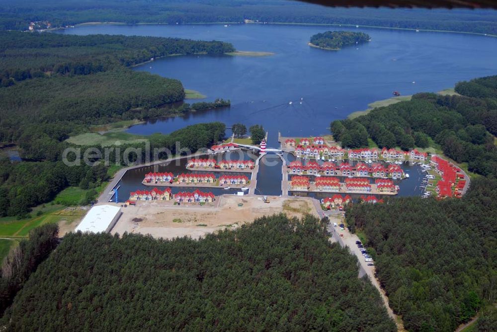 Aerial image Rheinsberg - Blick auf das fast fertige Hafendorf Rheinsberg - Projektgesellschaft Hafendorf Rheinsberg GmbH,Lenaustr. 27,D-12305 Berlin,Telefon: +49 33931/34 161,Telefax: +49 33931/34 163,Email: info@hafendorf-rheinsberg.de,Achim Walder: