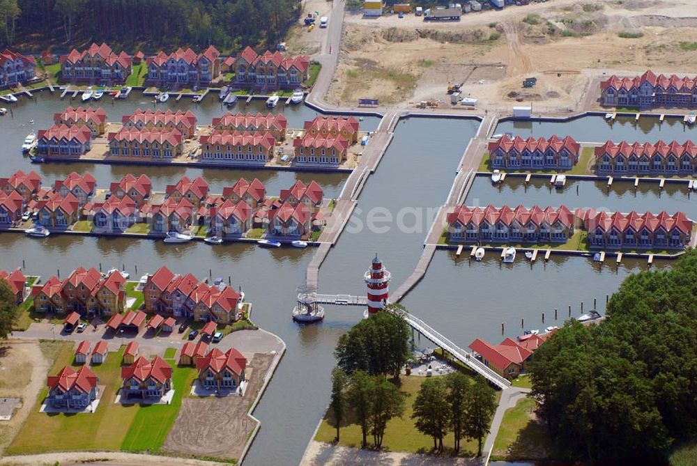 Rheinsberg from above - Blick auf das fast fertige Hafendorf Rheinsberg - Projektgesellschaft Hafendorf Rheinsberg GmbH,Lenaustr. 27,D-12305 Berlin,Telefon: +49 33931/34 161,Telefax: +49 33931/34 163,Email: info@hafendorf-rheinsberg.de,Achim Walder: