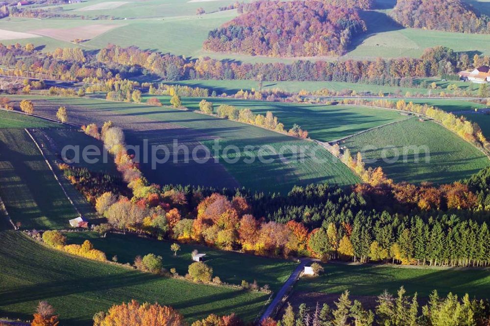 Aerial photograph Hofbieber - 28.10.2005 Hofbieber, Viele Felder und ein schöner Wald bei Hofbieber.