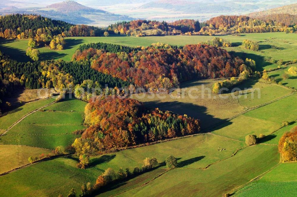 Hofbieber from the bird's eye view: 28.10.2005 Hofbieber, Viele Felder und ein schöner Wald bei Hofbieber.