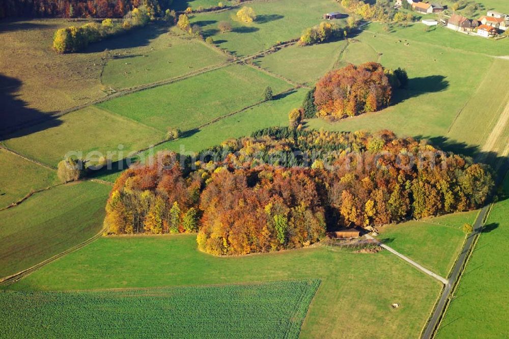 Aerial image Hofbieber - 28.10.2005 Hofbieber, Viele Felder und ein schöner Wald bei Hofbieber.