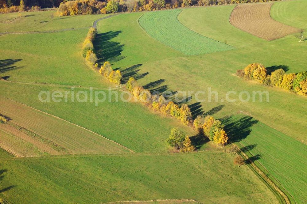 Hofbieber from the bird's eye view: 28.10.2005 Hofbieber, Viele Felder und ein schöner Wald bei Hofbieber.