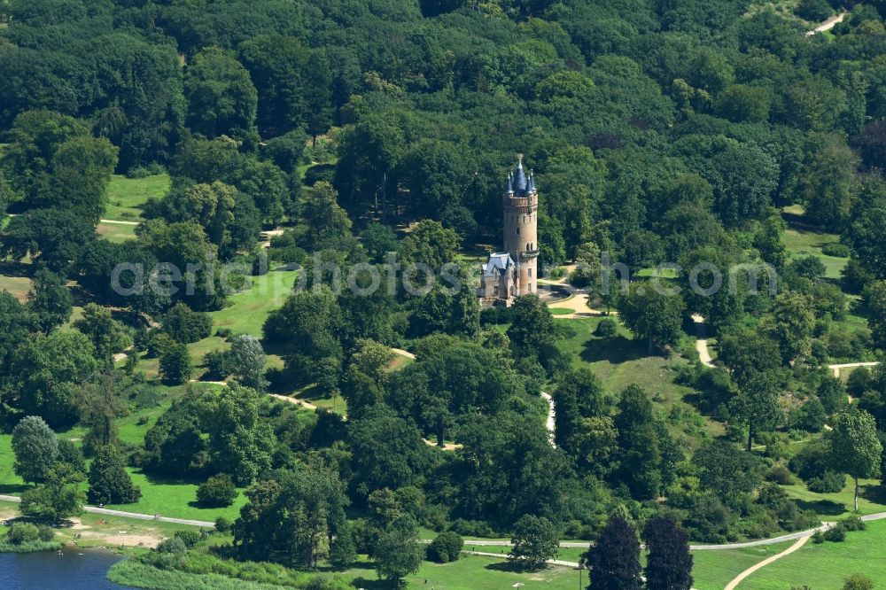 Potsdam from above - View of the Flatowturm in the park Babelsberg