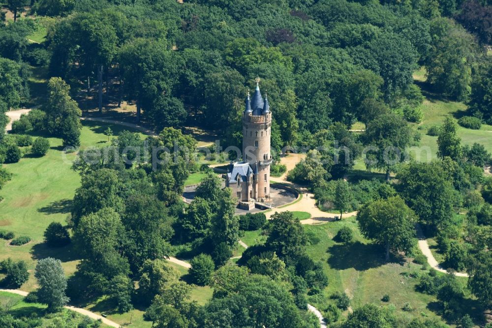 Potsdam from the bird's eye view: View of the Flatowturm in the park Babelsberg