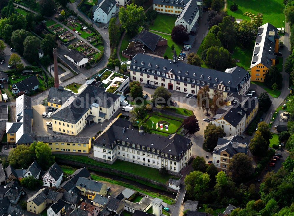 Aerial image Nassau - View of the building complex of the Scheuern Foundation in Nassau in the state of Rhineland-Palatinate. The Foundation is dedicated to living with people with intellectual disabilities, mental illness or brain damage