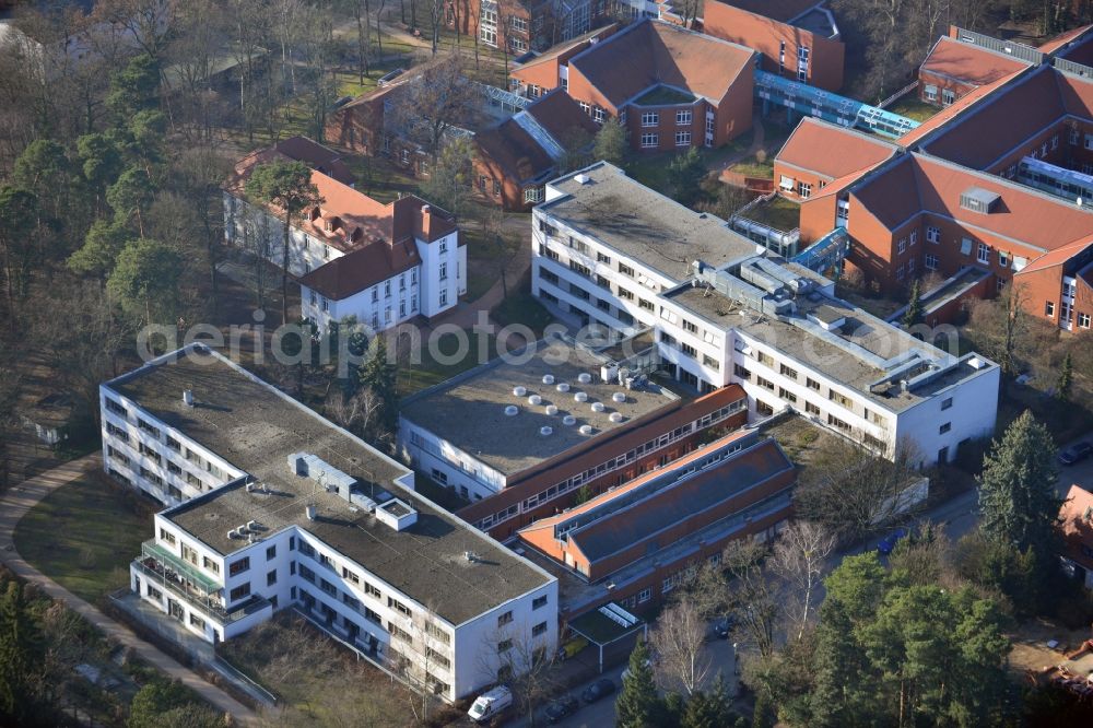 Berlin from the bird's eye view: View of the building complex of the Theodor-Wenzel clinics in Berlin-Zehlendorf. In addition to the clinic at the venue hosts still nursing homes and residential facilities for the elderly