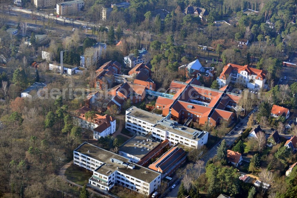 Aerial image Berlin - View of the building complex of the Theodor-Wenzel clinics in Berlin-Zehlendorf. In addition to the clinic at the venue hosts still nursing homes and residential facilities for the elderly