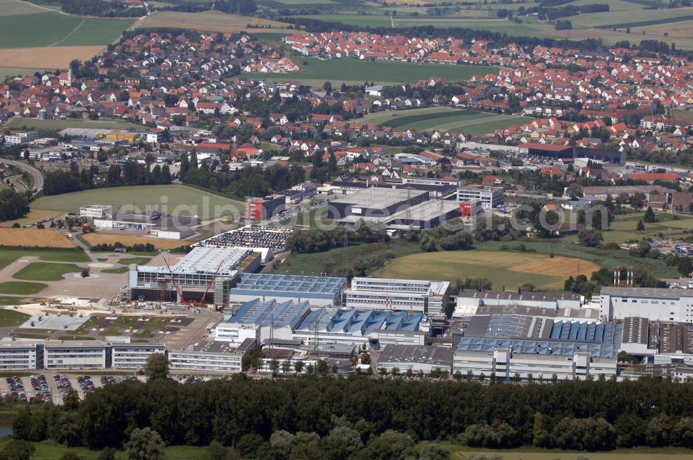 Aerial image Donauwörth - Blick auf das Gelände eines Hubschrauber-Produzenten in Donauwörth. Es ist die deutsche Zentrale des deutsch-französischen Herstellers Eurocopter. Das Unternehmen ist Weltmarktführer bei zivilen Hubschraubern. Adresse: Industriestr. 4, 86609 Donauwörth, +49 (0)906 714011, Homepage