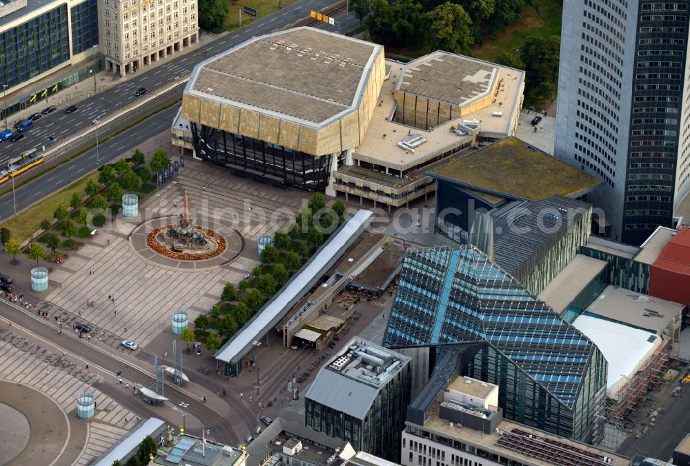 Aerial photograph Leipzig - View over the Gewandhaus at the Augustusplatz in Leipzig in Saxony