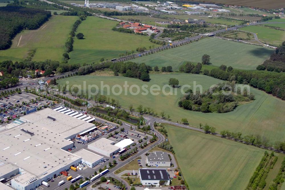 Rangsdorf from the bird's eye view: Gewerbegebiet Theresenhof; DE - 15834 Berlin Rangsdorf; Telefon: 03 37 08 / 23 00; Telefax: 03 37 08 / 23 09 9;