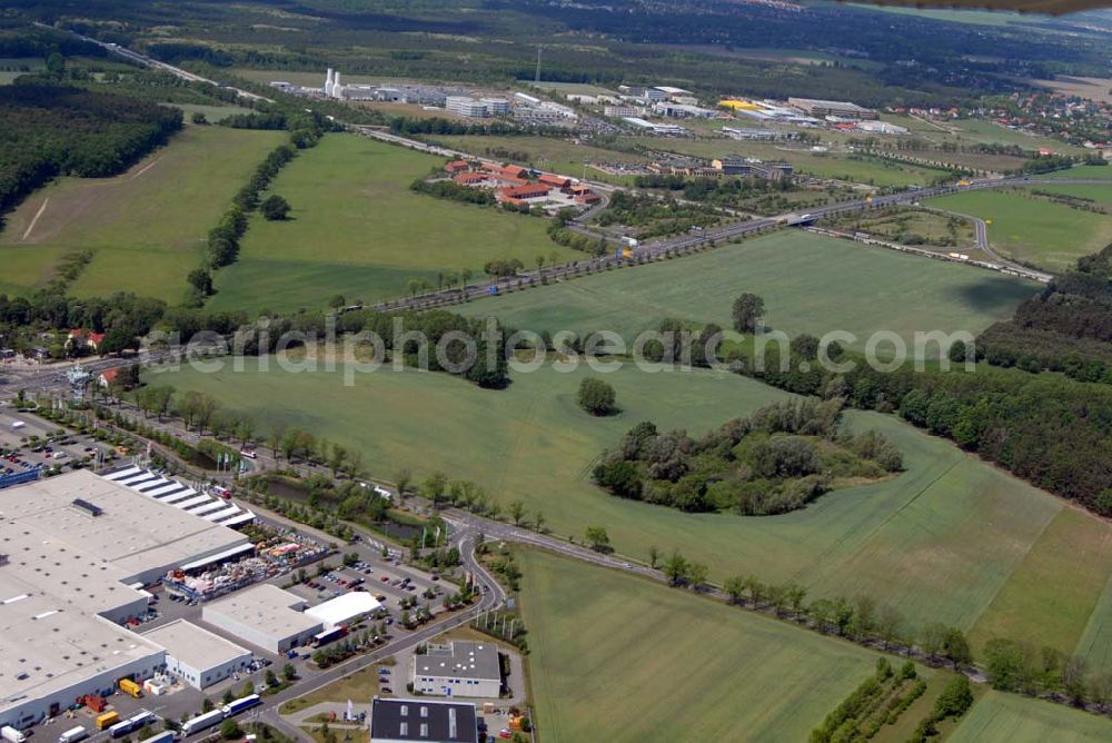 Aerial image Rangsdorf - Gewerbegebiet Theresenhof; DE - 15834 Berlin Rangsdorf; Telefon: 03 37 08 / 23 00; Telefax: 03 37 08 / 23 09 9;