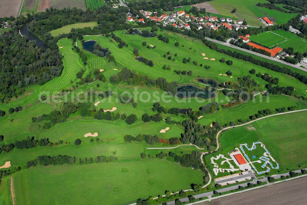 Aerial image Olching - Blick auf den Golfplatz vom Golf-Club Olching e.V., Feursstraße 89, 82140 Olching, Verwaltung Tel. +49 (0)8142 4829-13, Fax +49 (0)8142 4829-14, E-Mail: verwaltung@golfclub-olching.de