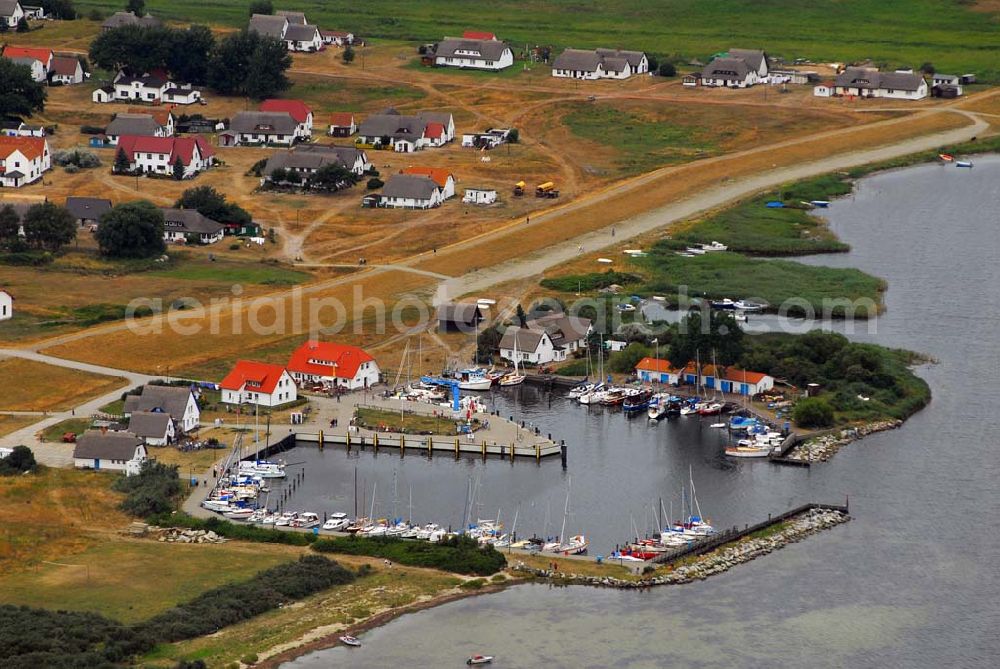 Neuendorf from above - Blick auf den Hafen von Neuendorf auf Hiddensee.