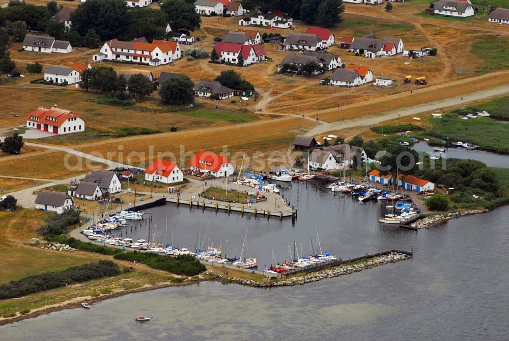 Neuendorf from the bird's eye view: Blick auf den Hafen von Neuendorf auf Hiddensee.