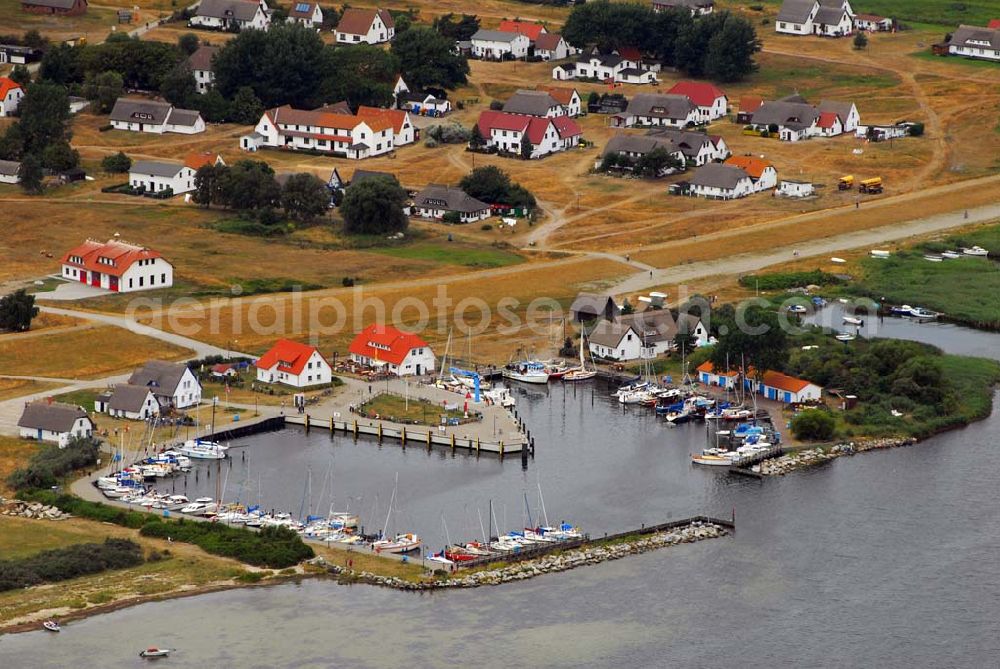 Aerial image Neuendorf - Blick auf den Hafen von Neuendorf auf Hiddensee.