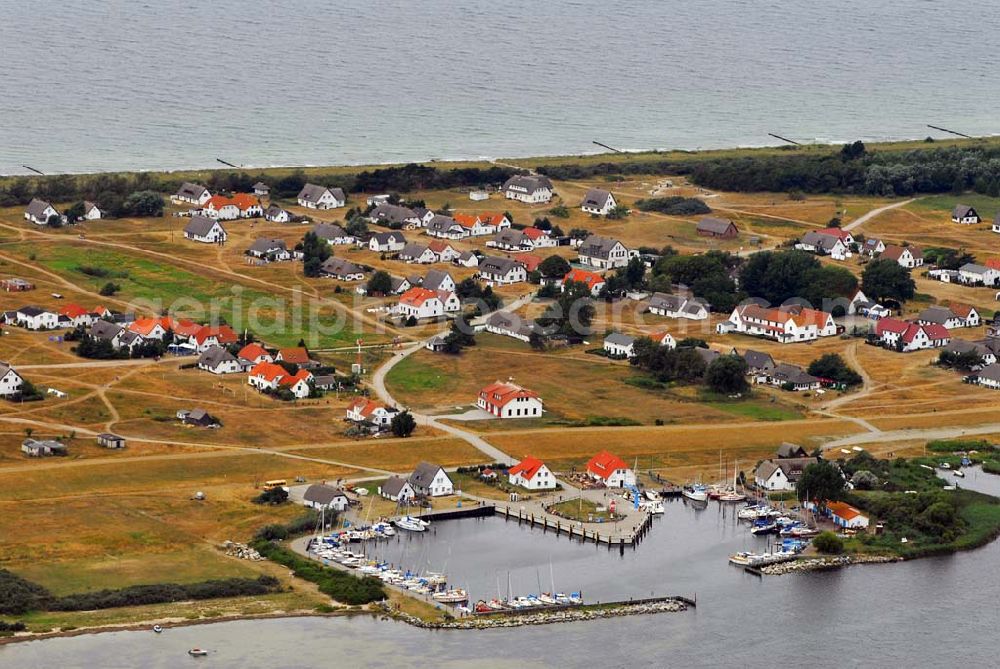 Neuendorf from above - Blick auf den Hafen von Neuendorf auf Hiddensee.