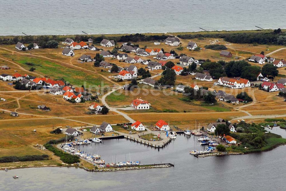 Neuendorf from the bird's eye view: Blick auf den Hafen von Neuendorf auf Hiddensee.