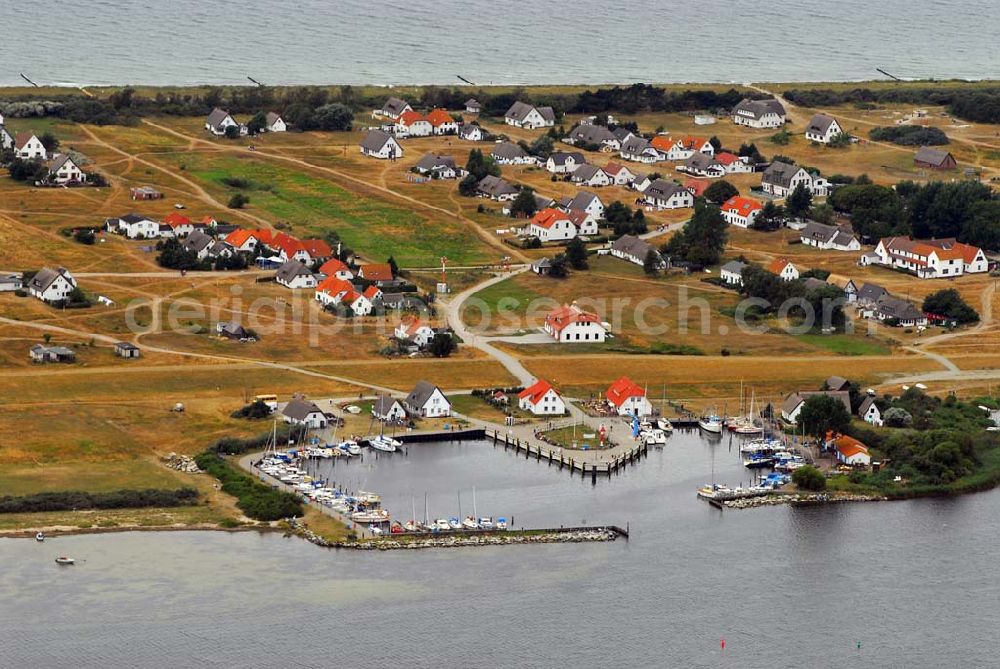 Aerial image Neuendorf - Blick auf den Hafen von Neuendorf auf Hiddensee.